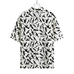 Black And White Guns Pattern Print Rayon Hawaiian Shirt