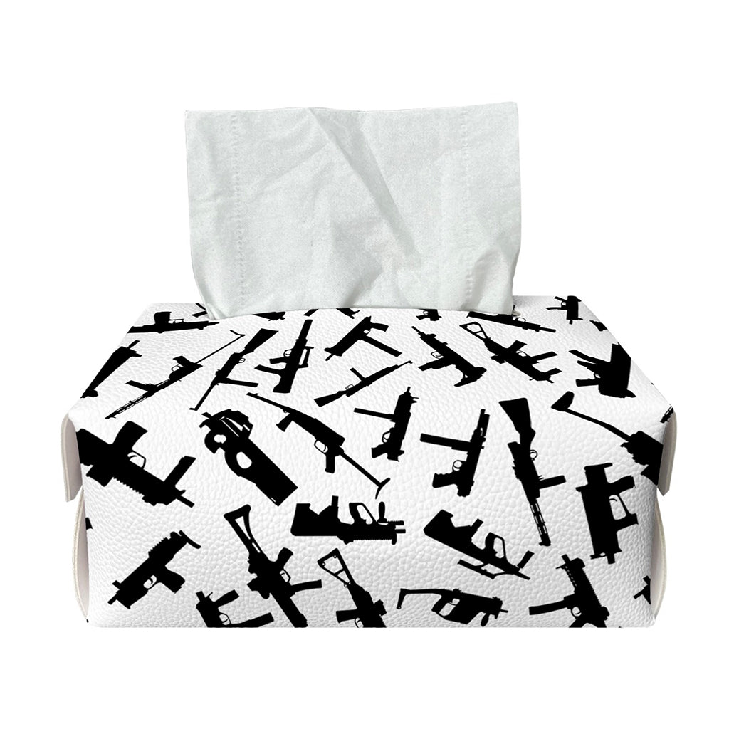 Black And White Guns Pattern Print Rectangle Tissue Box Cover