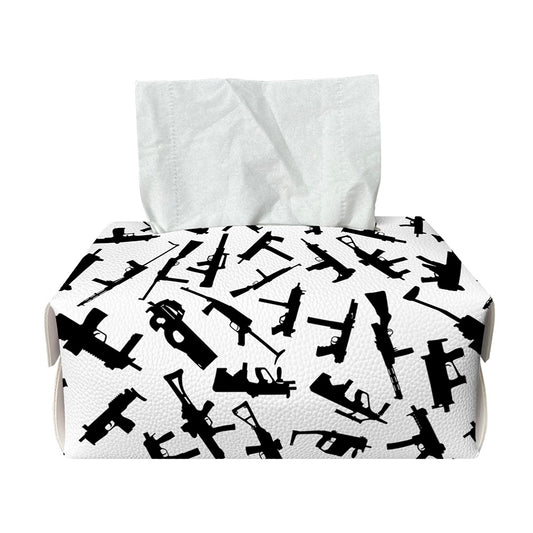 Black And White Guns Pattern Print Rectangle Tissue Box Cover