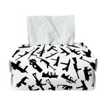 Black And White Guns Pattern Print Rectangle Tissue Box Cover
