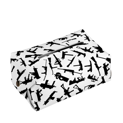Black And White Guns Pattern Print Rectangle Tissue Box Cover