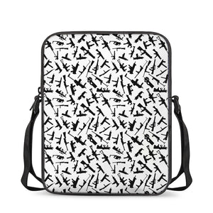 Black And White Guns Pattern Print Rectangular Crossbody Bag