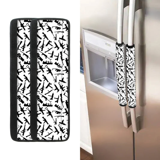 Black And White Guns Pattern Print Refrigerator Handle Covers