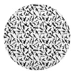 Black And White Guns Pattern Print Round Blanket