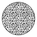 Black And White Guns Pattern Print Round Floor Mat