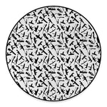 Black And White Guns Pattern Print Round Floor Mat