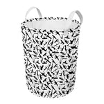 Black And White Guns Pattern Print Round Laundry Basket