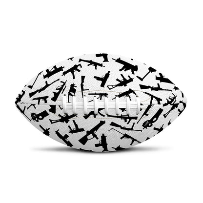 Black And White Guns Pattern Print Rugby Ball
