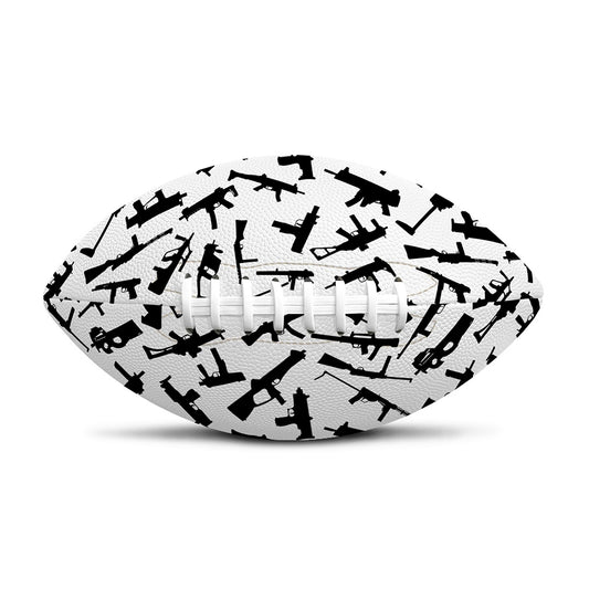 Black And White Guns Pattern Print Rugby Ball