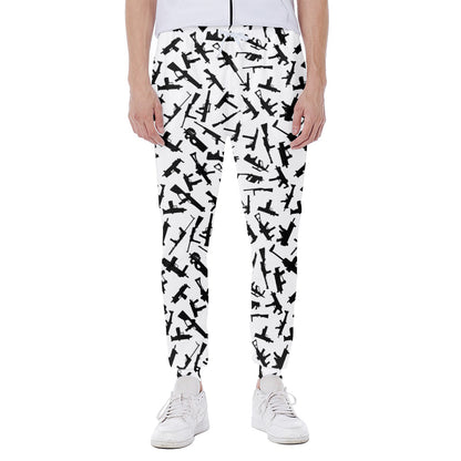Black And White Guns Pattern Print Scuba Joggers