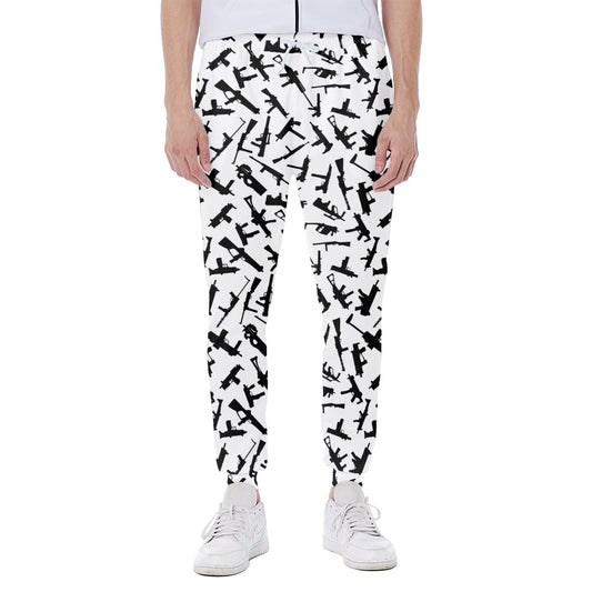 Black And White Guns Pattern Print Scuba Joggers