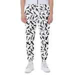 Black And White Guns Pattern Print Scuba Joggers
