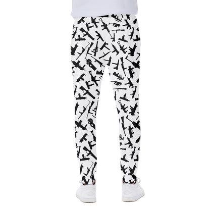 Black And White Guns Pattern Print Scuba Joggers