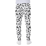 Black And White Guns Pattern Print Scuba Joggers