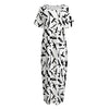 Black And White Guns Pattern Print Short Sleeve Long Nightdress