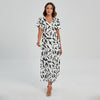 Black And White Guns Pattern Print Short Sleeve Maxi Dress