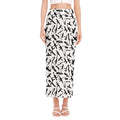 Black And White Guns Pattern Print Side Slit Maxi Skirt
