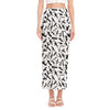 Black And White Guns Pattern Print Side Slit Maxi Skirt