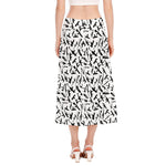 Black And White Guns Pattern Print Side Slit Midi Skirt