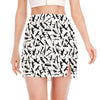 Black And White Guns Pattern Print Side Slit Mini Skirt