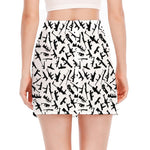 Black And White Guns Pattern Print Side Slit Mini Skirt