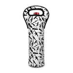 Black And White Guns Pattern Print Single Neoprene Wine Tote