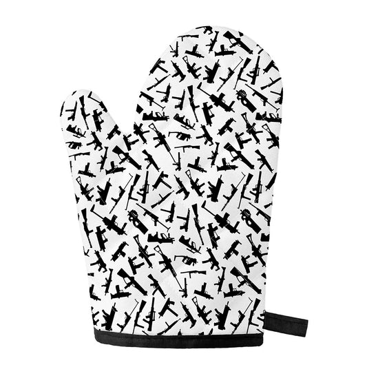 Black And White Guns Pattern Print Single Oven Mitt