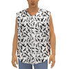 Black And White Guns Pattern Print Sleeveless Baseball Jersey