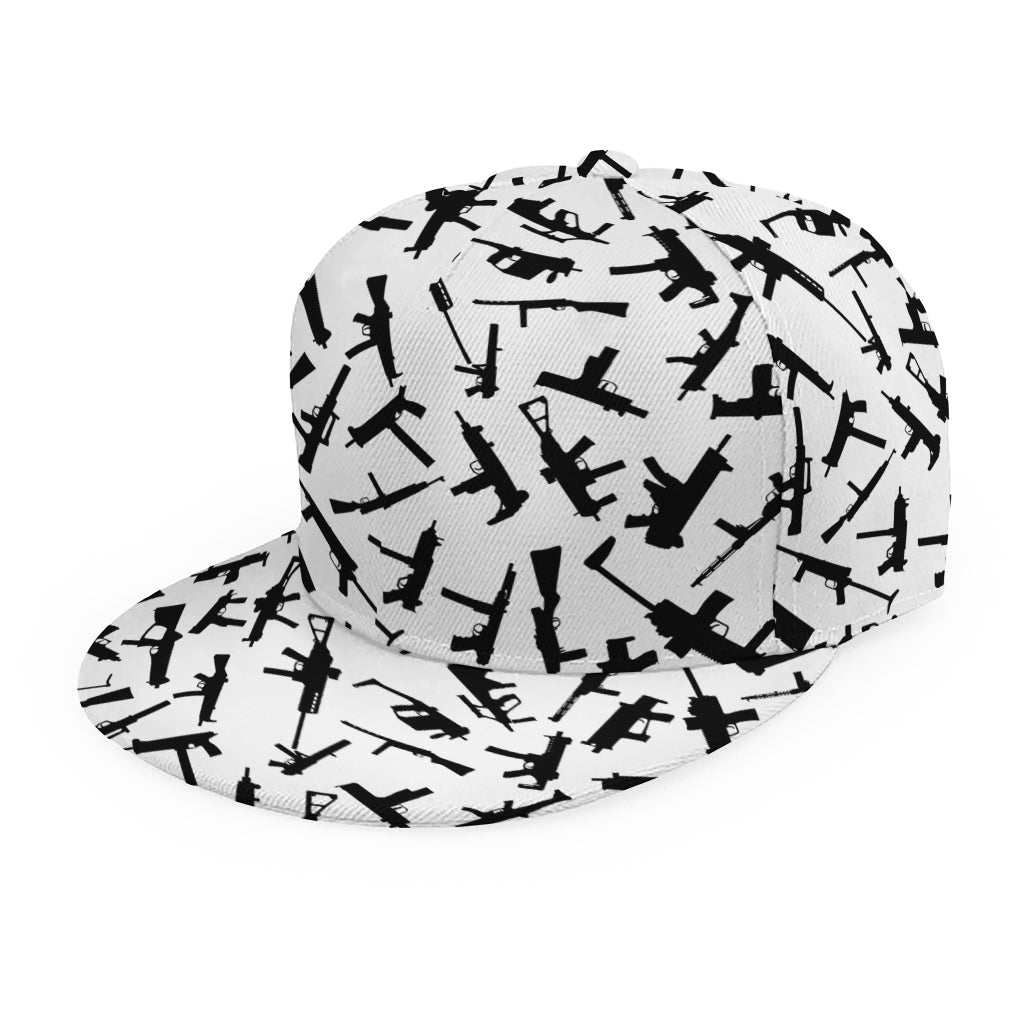 Black And White Guns Pattern Print Snapback Cap