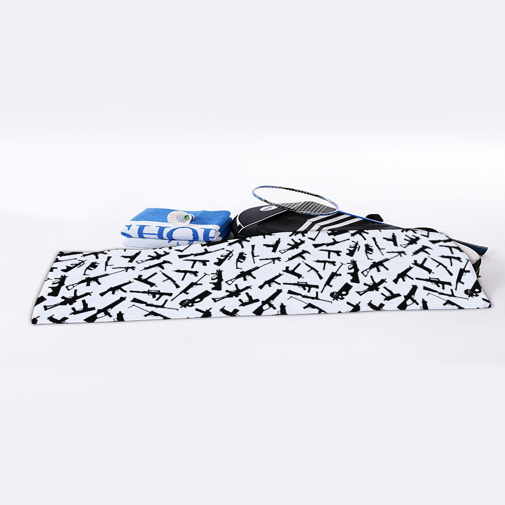 Black And White Guns Pattern Print Sports Towel