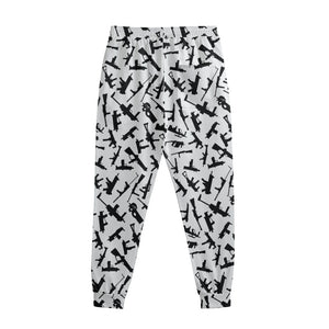 Black And White Guns Pattern Print Sweatpants