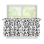 Black And White Guns Pattern Print Tier Curtains