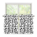 Black And White Guns Pattern Print Tier Curtains