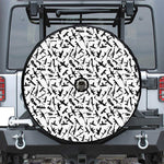 Black And White Guns Pattern Print Tire Cover With Camera Hole