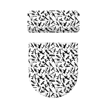Black And White Guns Pattern Print Toilet Lid And Tank Cover Set