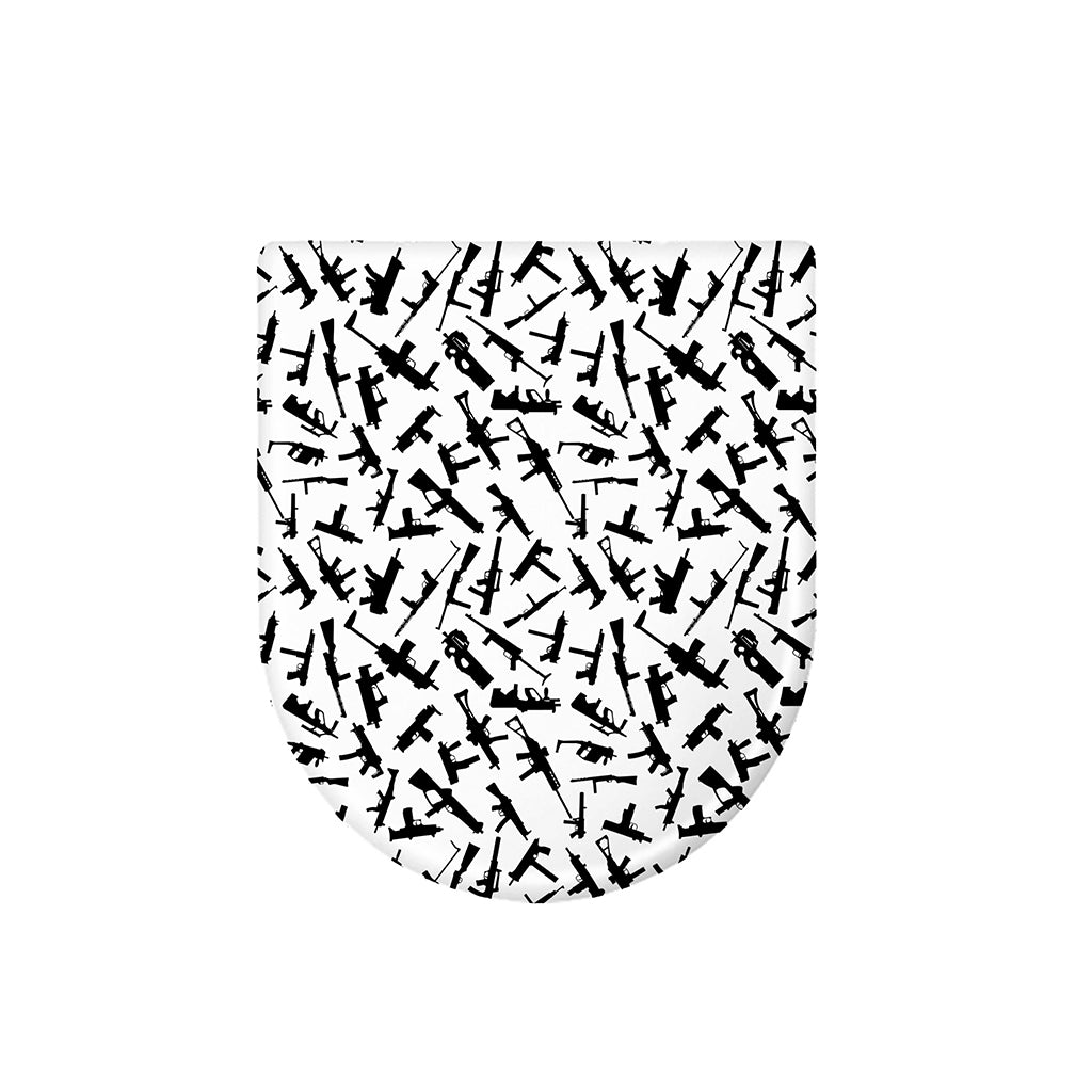 Black And White Guns Pattern Print Toilet Lid Cover