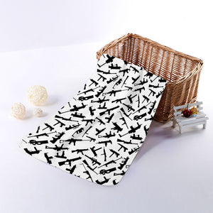 Black And White Guns Pattern Print Towel