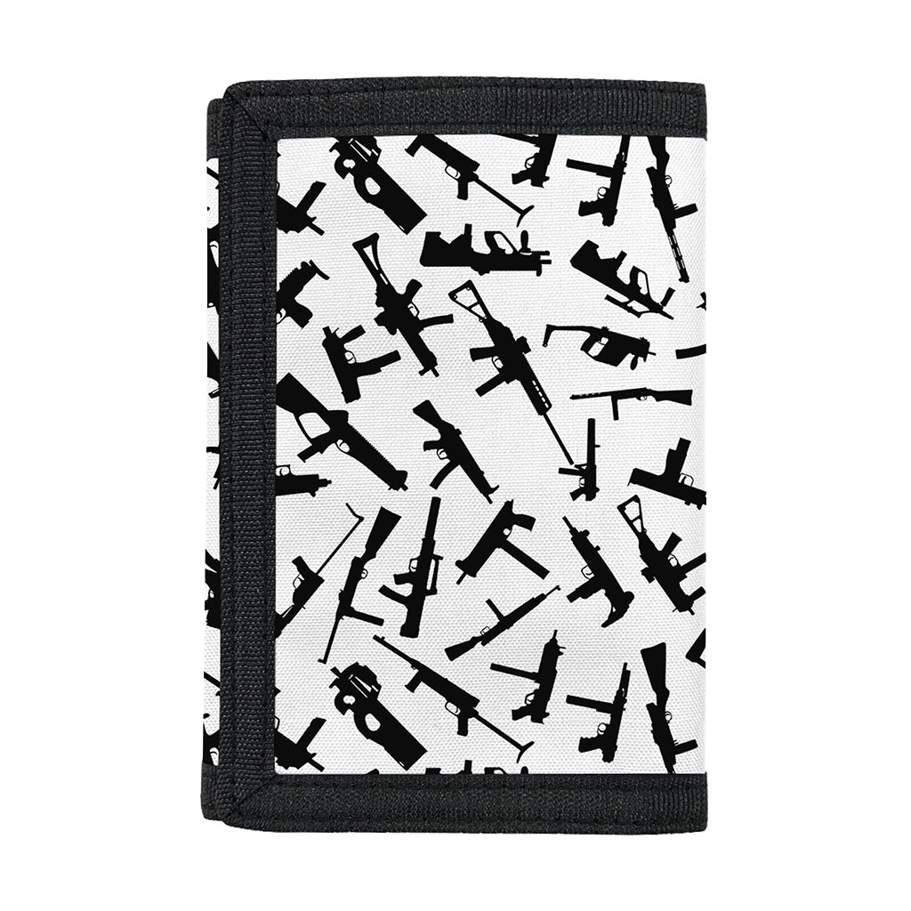 Black And White Guns Pattern Print Trifold Wallet