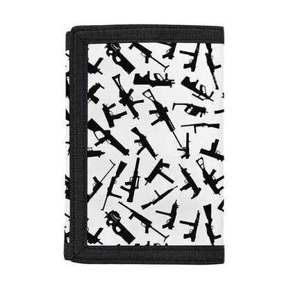 Black And White Guns Pattern Print Trifold Wallet