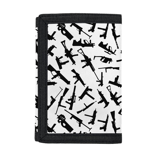Black And White Guns Pattern Print Trifold Wallet
