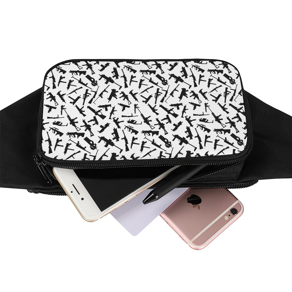 Black And White Guns Pattern Print Waist Bag