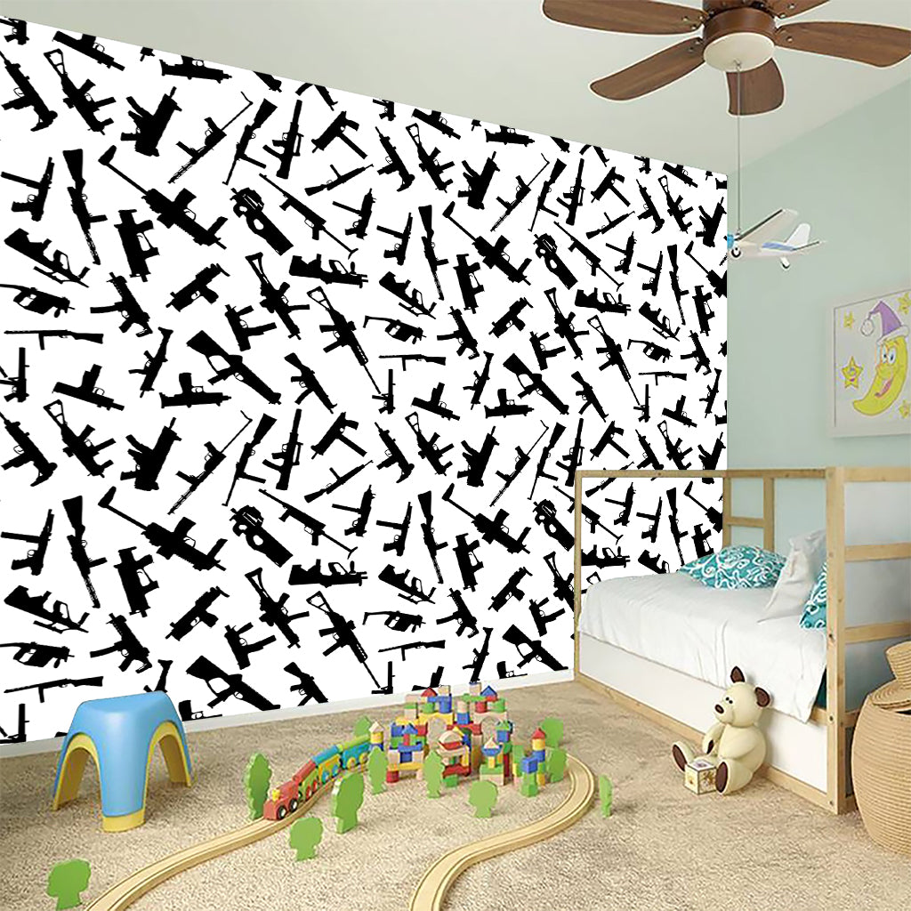 Black And White Guns Pattern Print Wall Sticker