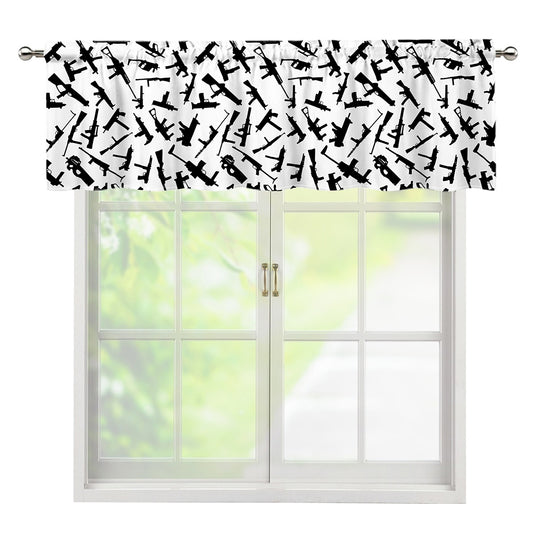 Black And White Guns Pattern Print Window Valance