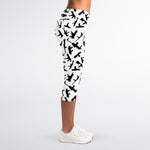 Black And White Guns Pattern Print Women's Capri Leggings