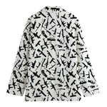 Black And White Guns Pattern Print Women's Cotton Blazer