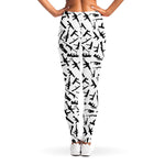 Black And White Guns Pattern Print Women's Leggings