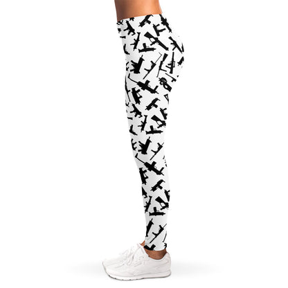 Black And White Guns Pattern Print Women's Leggings