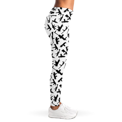 Black And White Guns Pattern Print Women's Leggings