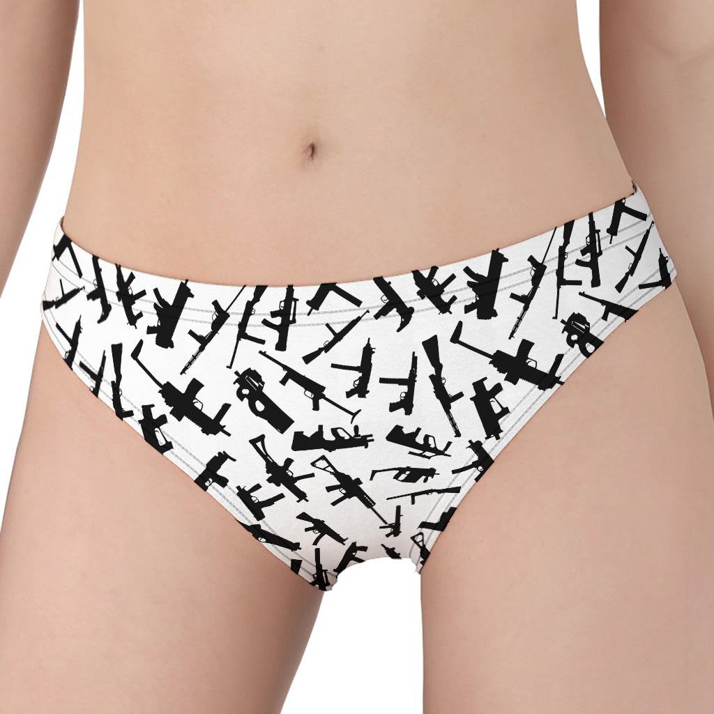 Black And White Guns Pattern Print Women's Panties