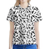 Black And White Guns Pattern Print Women's Polo Shirt